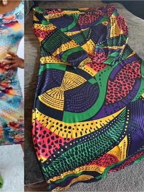 Vibrant Abstract Print Bodycon Dress - Multicolor